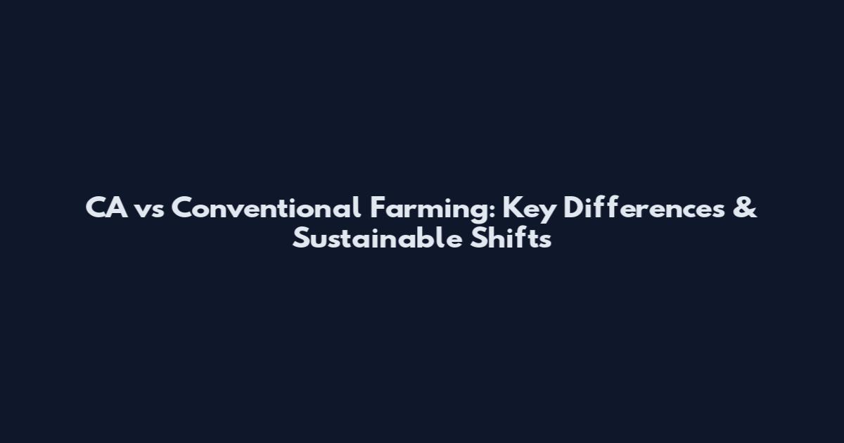 CA vs Conventional Farming: Key Differences & Sustainable Shifts