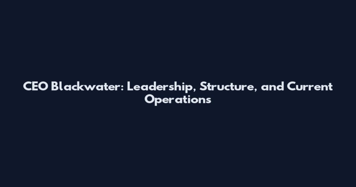 CEO Blackwater: Leadership, Structure, and Current Operations