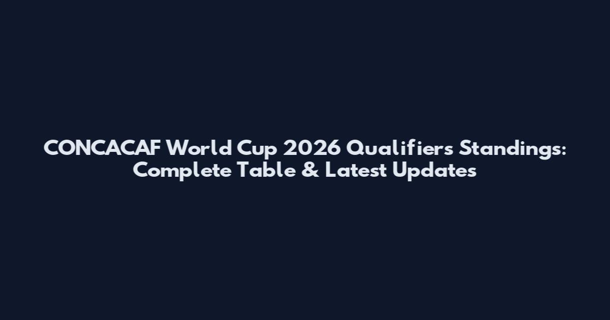 CONCACAF World Cup 2026 Qualifiers Standings: Complete Table & Latest Updates