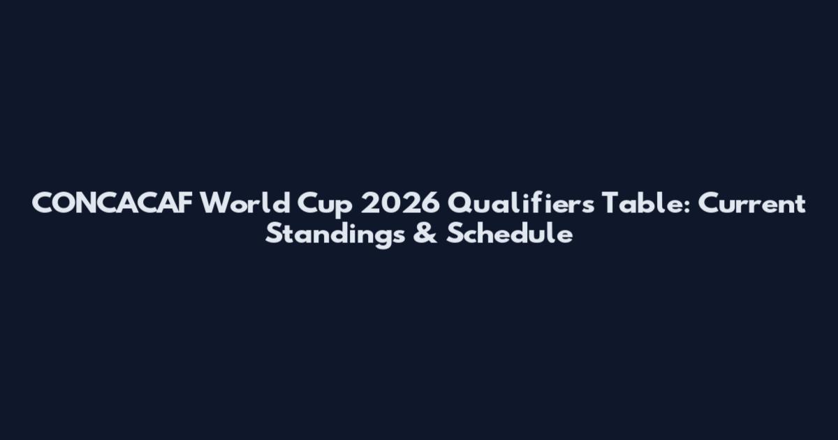 CONCACAF World Cup 2026 Qualifiers Table: Current Standings & Schedule