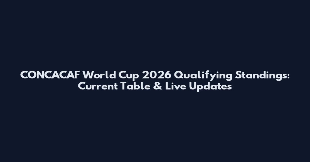 CONCACAF World Cup 2026 Qualifying Standings: Current Table & Live Updates