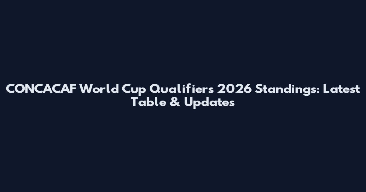 CONCACAF World Cup Qualifiers 2026 Standings: Latest Table & Updates