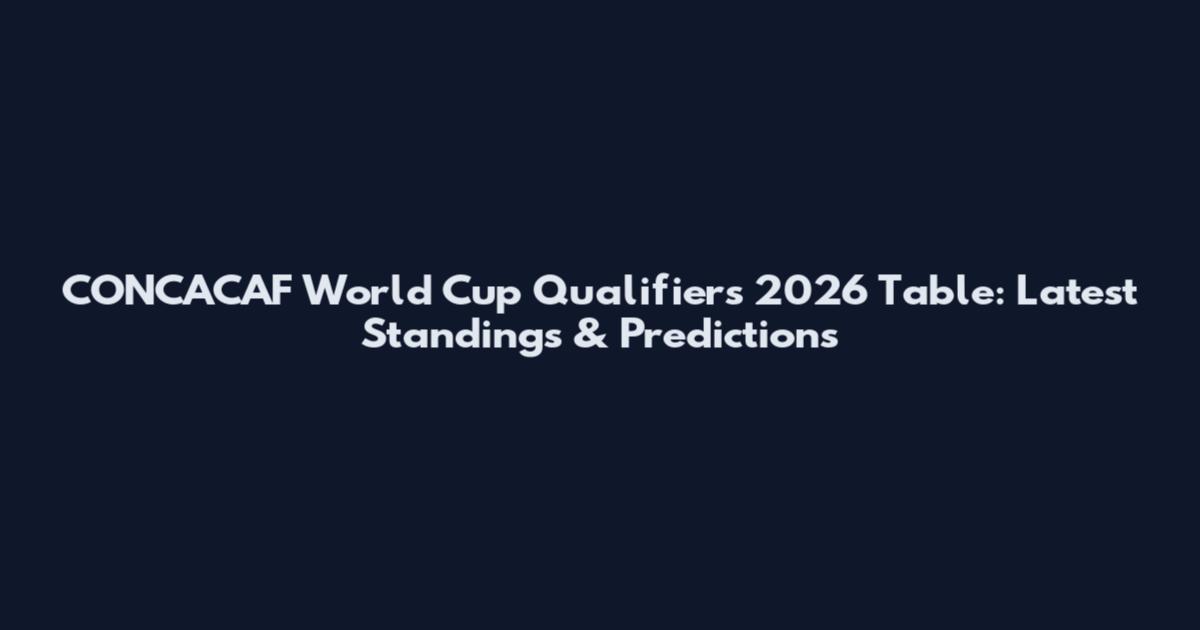 CONCACAF World Cup Qualifiers 2026 Table: Latest Standings & Predictions