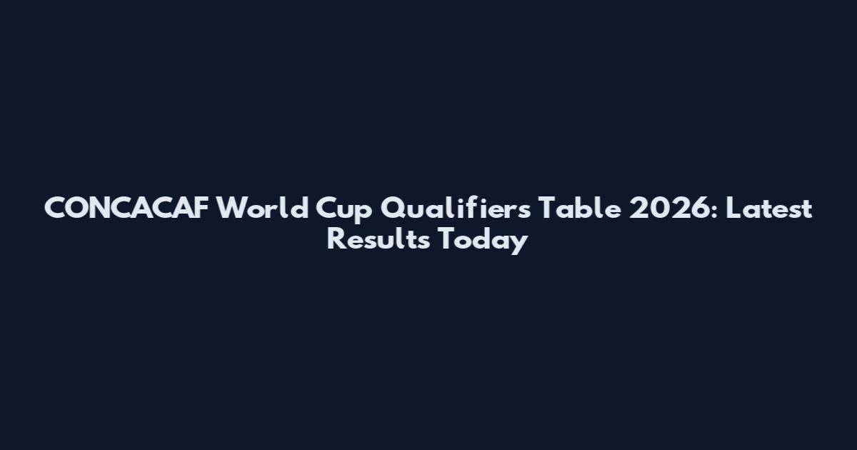 CONCACAF World Cup Qualifiers Table 2026: Latest Results Today