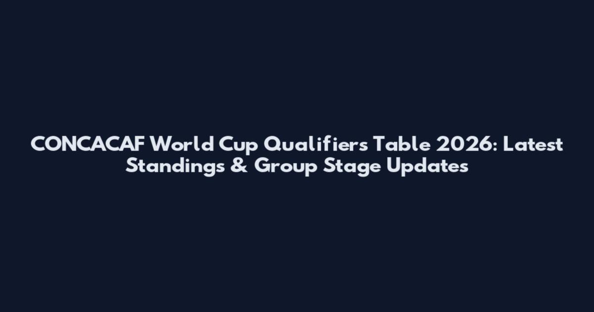 CONCACAF World Cup Qualifiers Table 2026: Latest Standings & Group Stage Updates