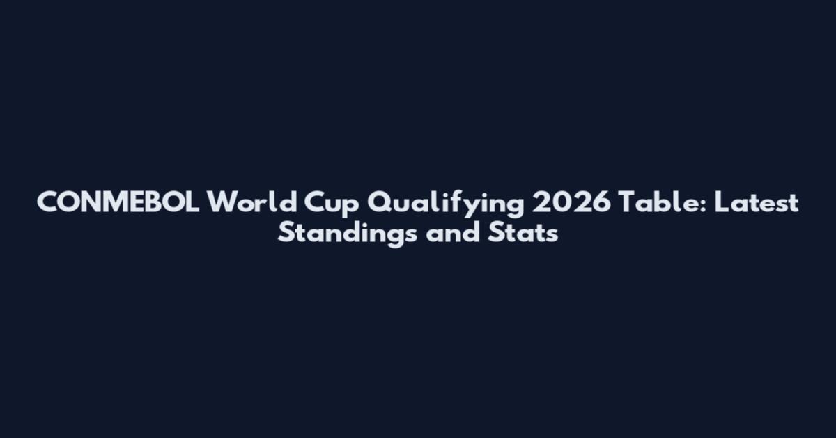 CONMEBOL World Cup Qualifying 2026 Table: Latest Standings and Stats