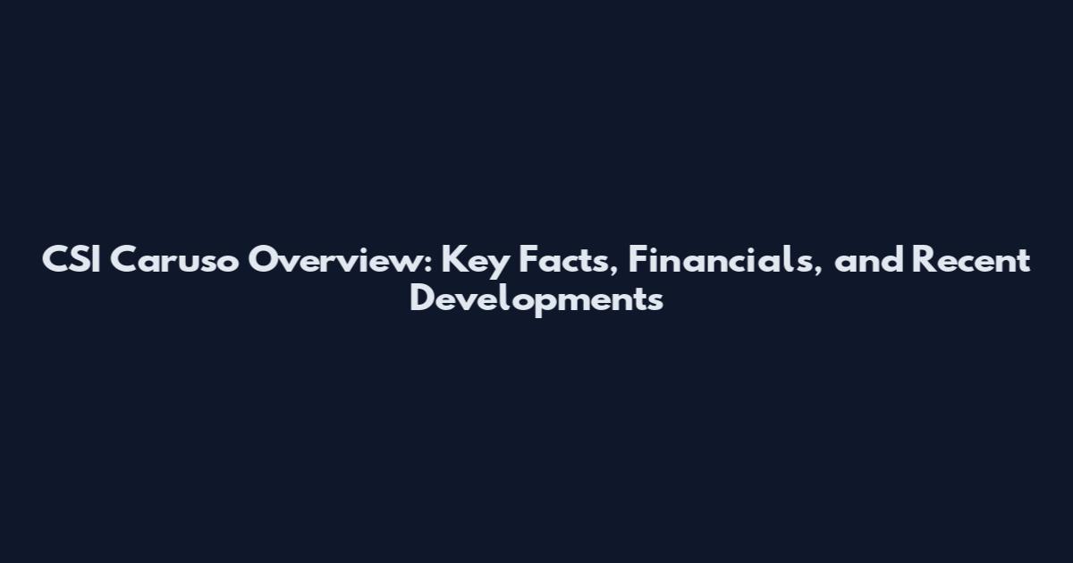 CSI Caruso Overview: Key Facts, Financials, and Recent Developments