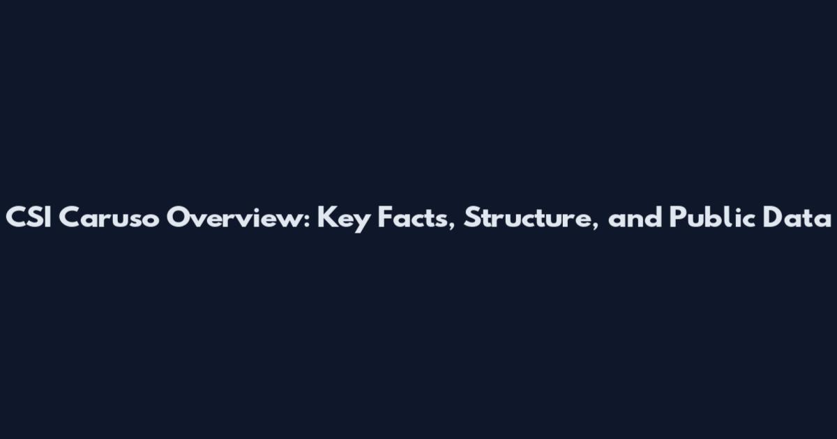 CSI Caruso Overview: Key Facts, Structure, and Public Data