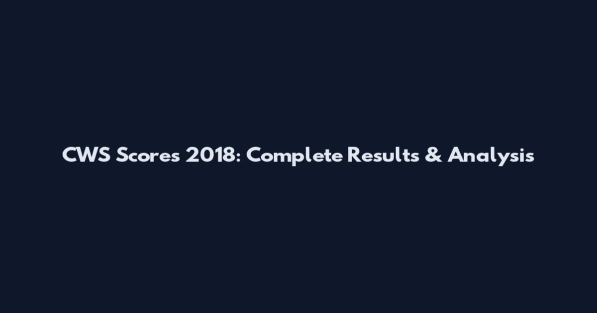 CWS Scores 2018: Complete Results & Analysis