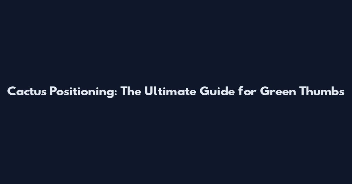 Cactus Positioning: The Ultimate Guide for Green Thumbs