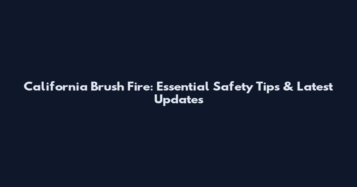California Brush Fire: Essential Safety Tips & Latest Updates