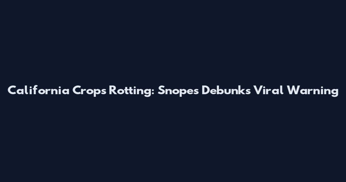 California Crops Rotting: Snopes Debunks Viral Warning