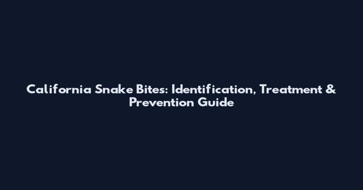 California Snake Bites: Identification, Treatment & Prevention Guide