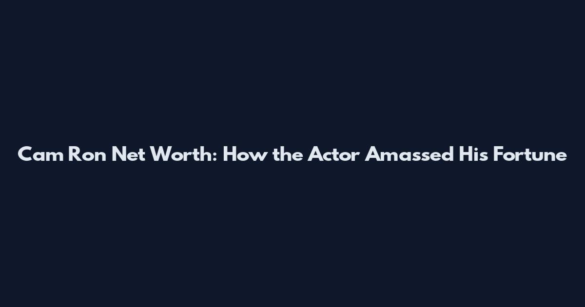 Cam Ron Net Worth: How the Actor Amassed His Fortune