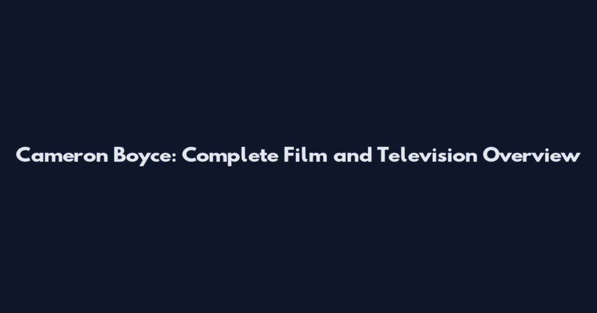 Cameron Boyce: Complete Film and Television Overview