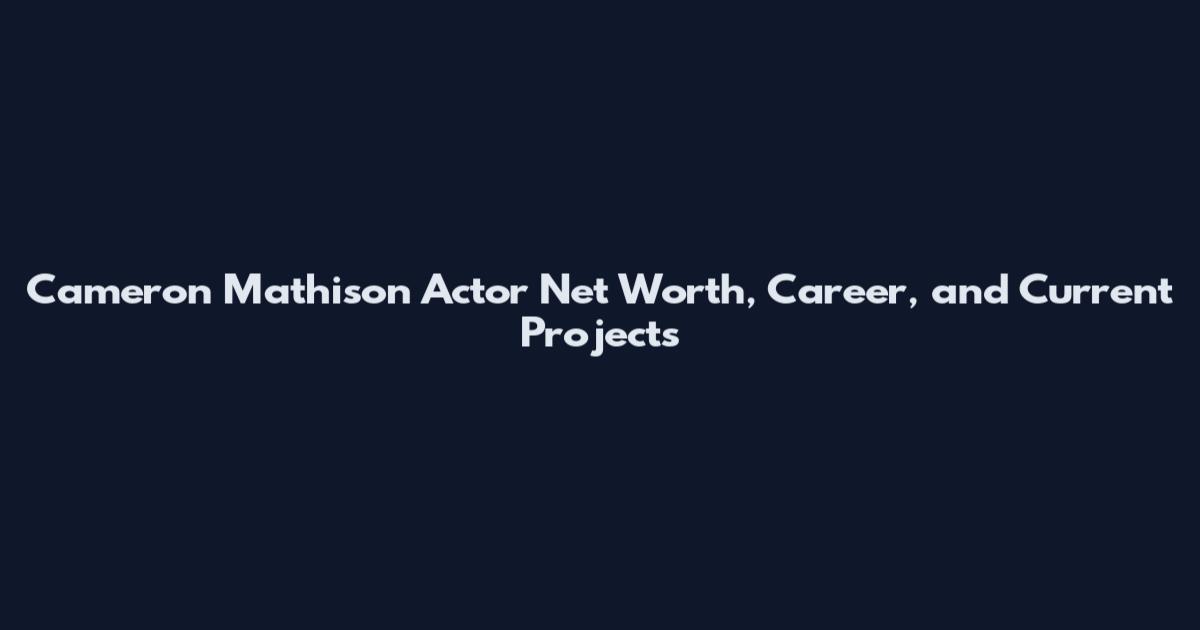 Cameron Mathison Actor Net Worth, Career, and Current Projects