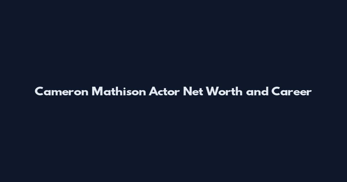 Cameron Mathison Actor Net Worth and Career