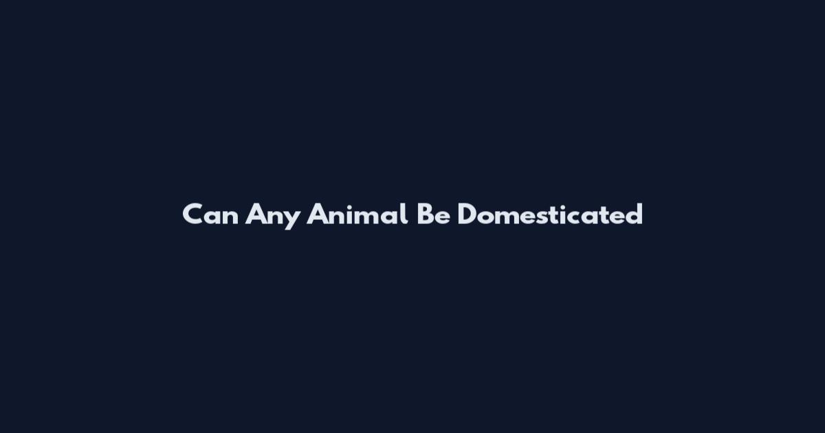 Can Any Animal Be Domesticated