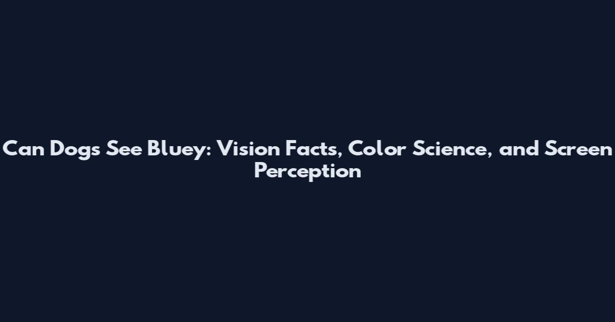 Can Dogs See Bluey: Vision Facts, Color Science, and Screen Perception