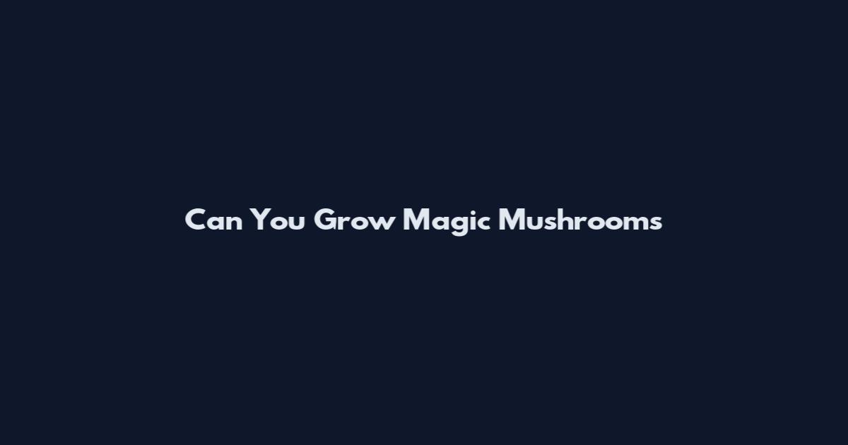 Can You Grow Magic Mushrooms
