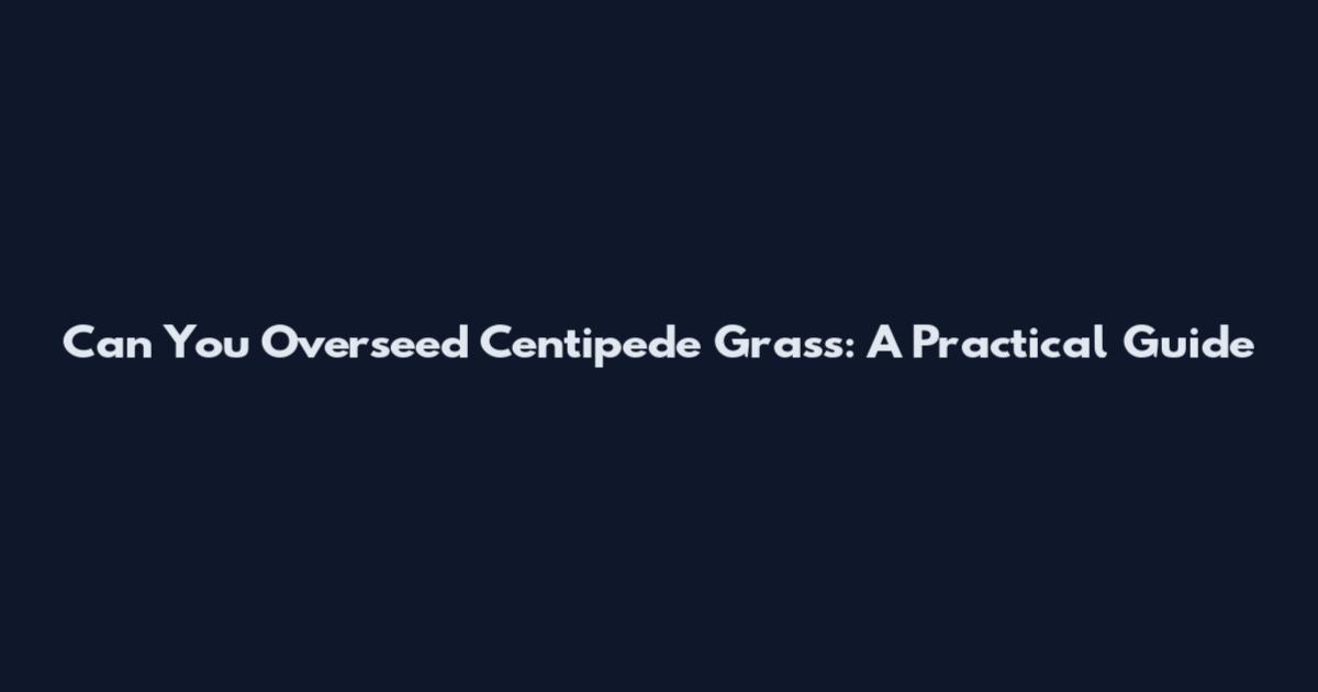 Can You Overseed Centipede Grass: A Practical Guide
