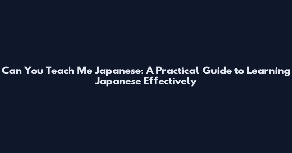 Can You Teach Me Japanese: A Practical Guide to Learning Japanese Effectively