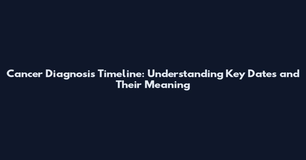 Cancer Diagnosis Timeline: Understanding Key Dates and Their Meaning