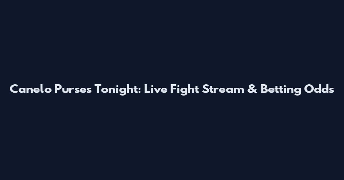 Canelo Purses Tonight: Live Fight Stream & Betting Odds