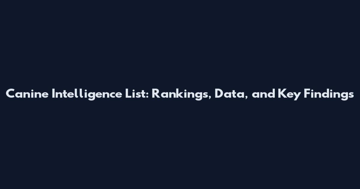 Canine Intelligence List: Rankings, Data, and Key Findings