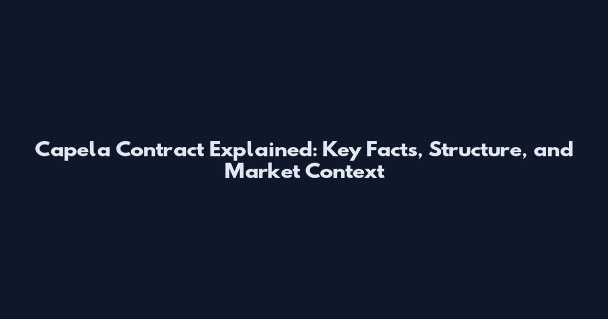 Capela Contract Explained: Key Facts, Structure, and Market Context