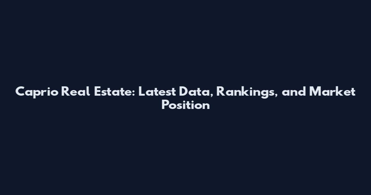 Caprio Real Estate: Latest Data, Rankings, and Market Position