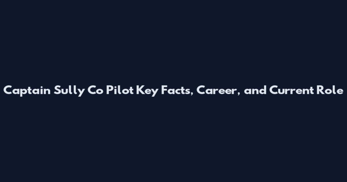 Captain Sully Co Pilot Key Facts, Career, and Current Role