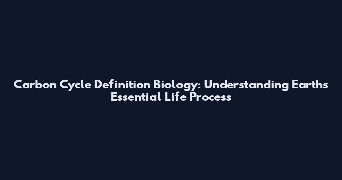 Carbon Cycle Definition Biology: Understanding Earth's Essential Life Process