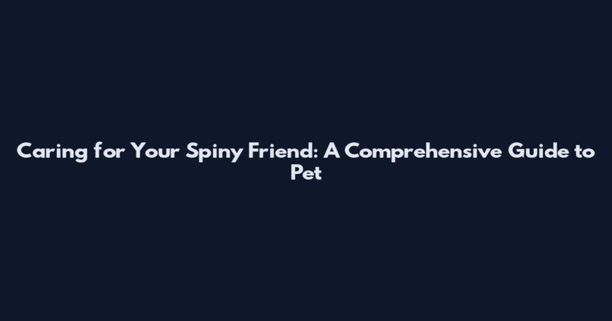 Caring for Your Spiny Friend: A Comprehensive Guide to Pet