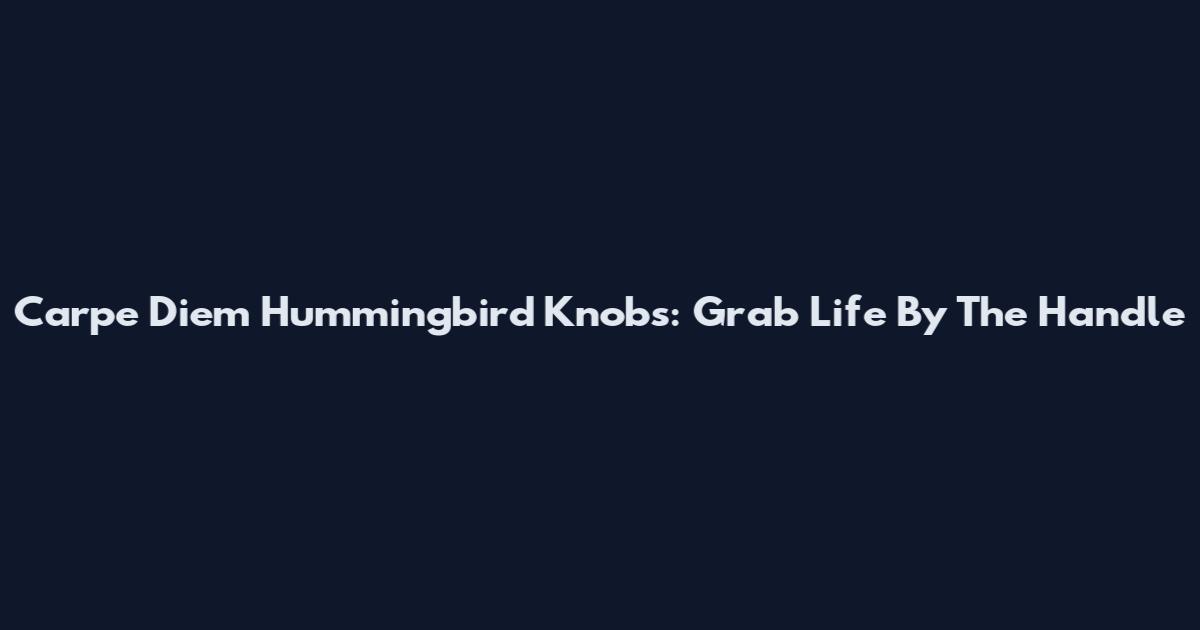Carpe Diem Hummingbird Knobs: Grab Life By The Handle