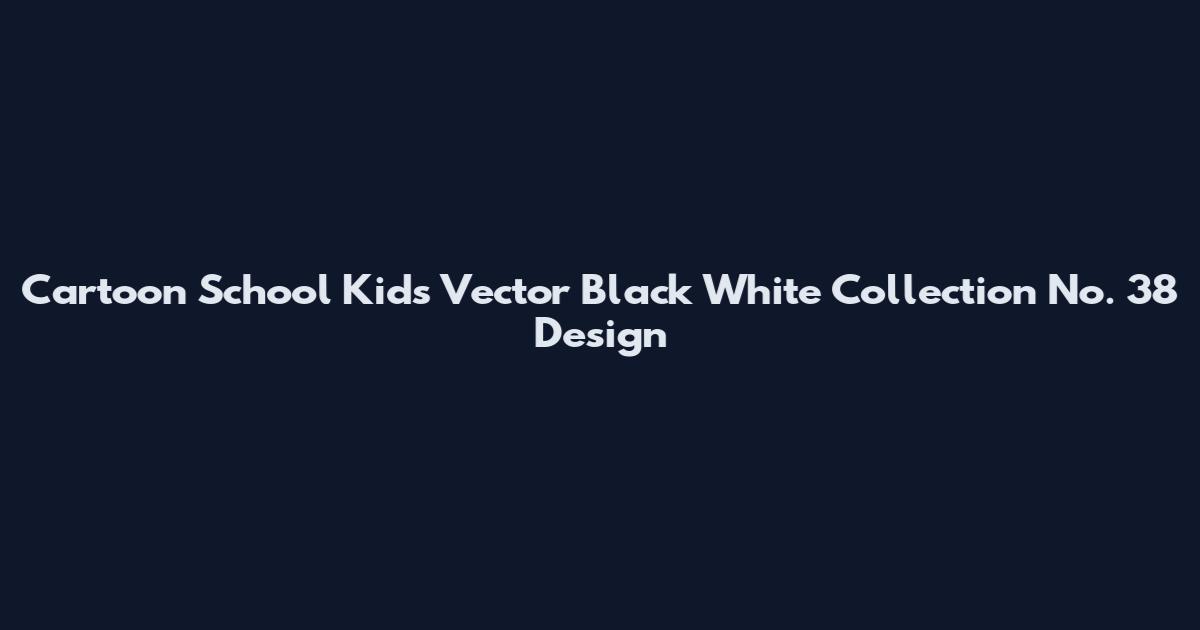 Cartoon School Kids Vector Black White Collection No. 38 Design