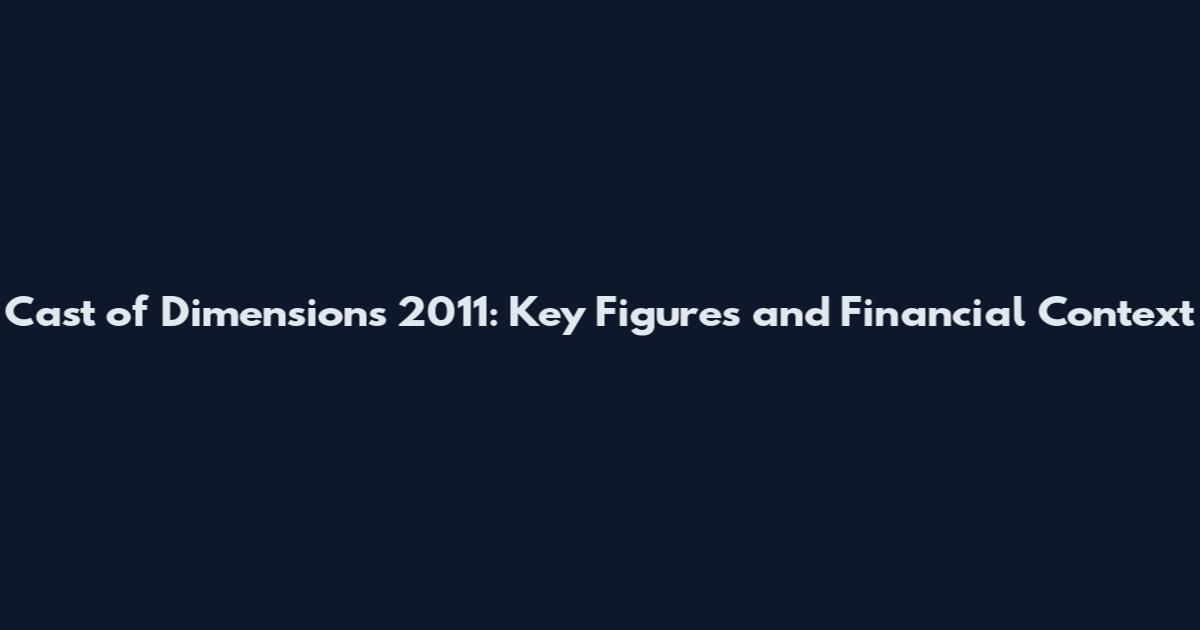 Cast of Dimensions 2011: Key Figures and Financial Context