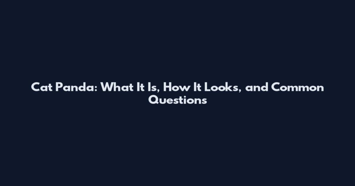 Cat Panda: What It Is, How It Looks, and Common Questions