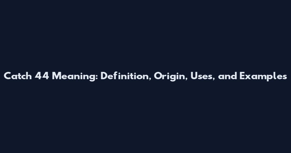 Catch 44 Meaning: Definition, Origin, Uses, and Examples