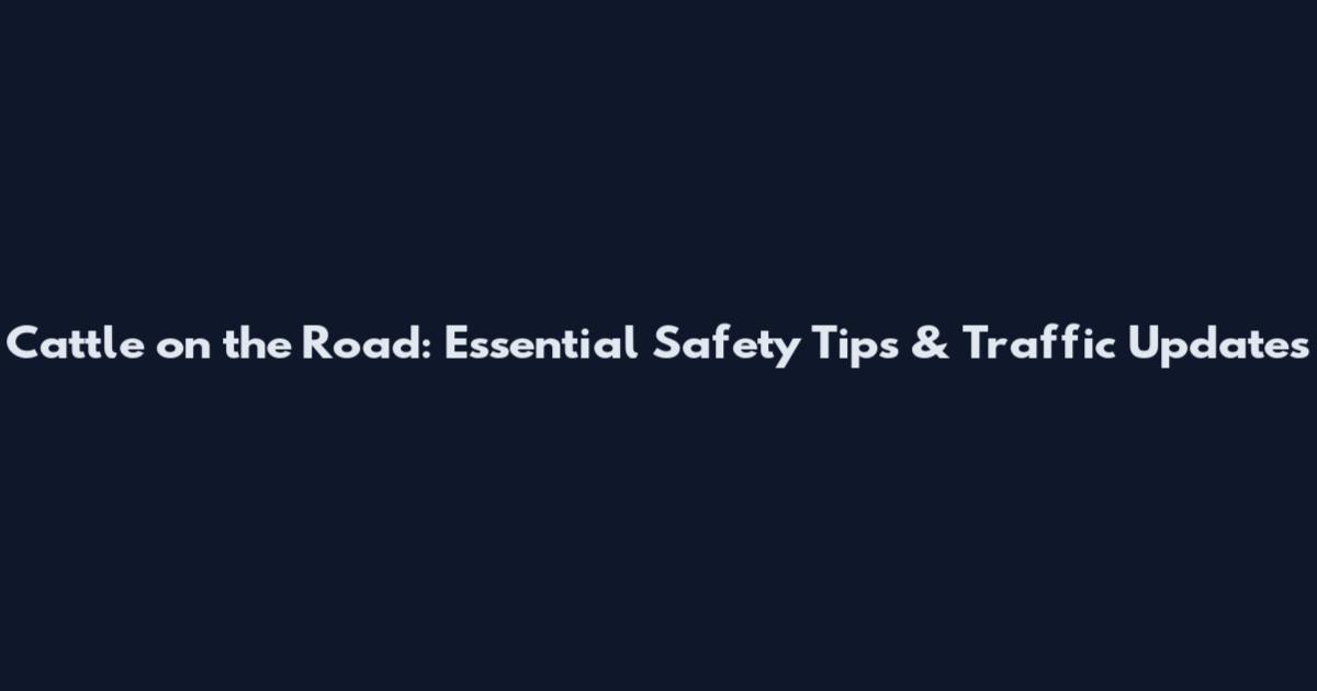 Cattle on the Road: Essential Safety Tips & Traffic Updates