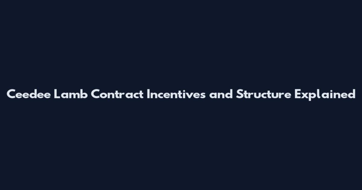 Ceedee Lamb Contract Incentives and Structure Explained