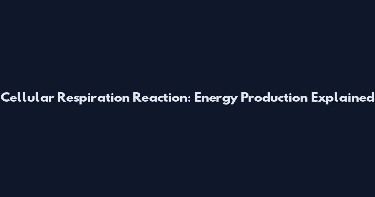 Cellular Respiration Reaction: Energy Production Explained