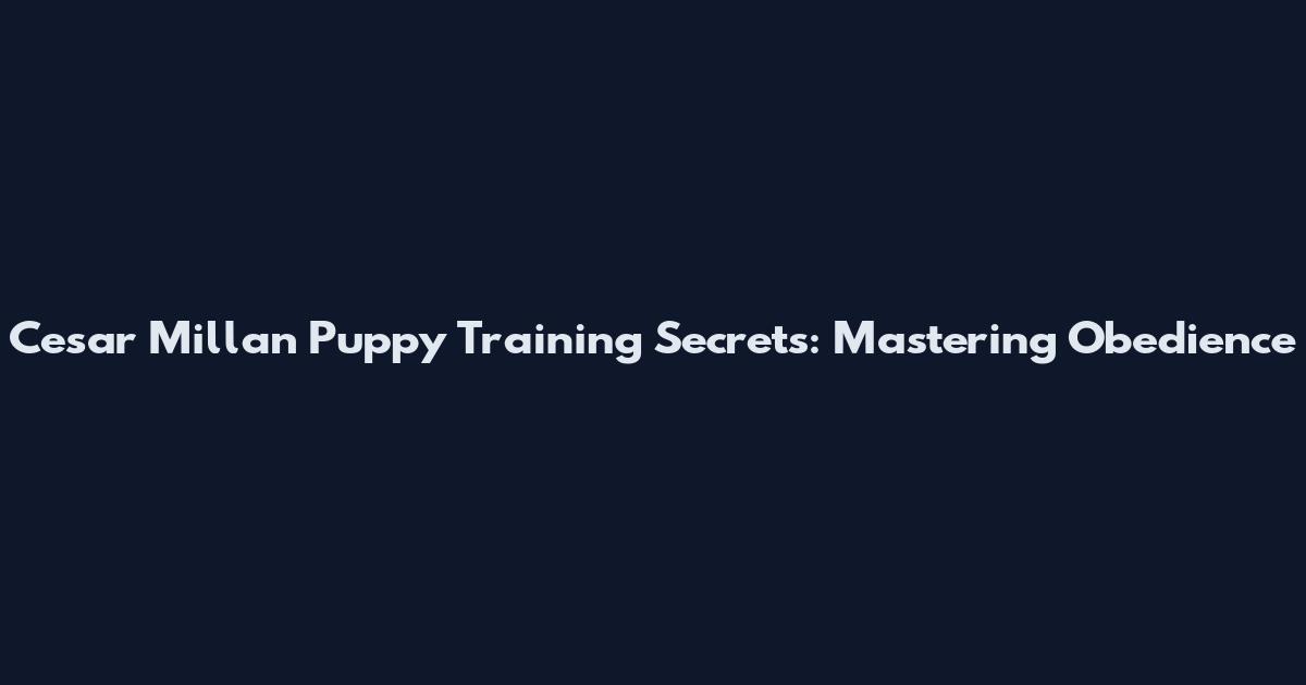 Cesar Millan Puppy Training Secrets: Mastering Obedience