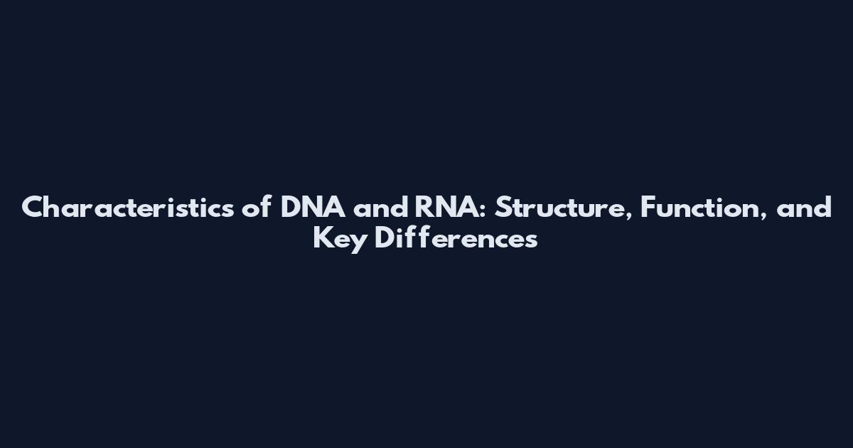 Characteristics of DNA and RNA: Structure, Function, and Key Differences