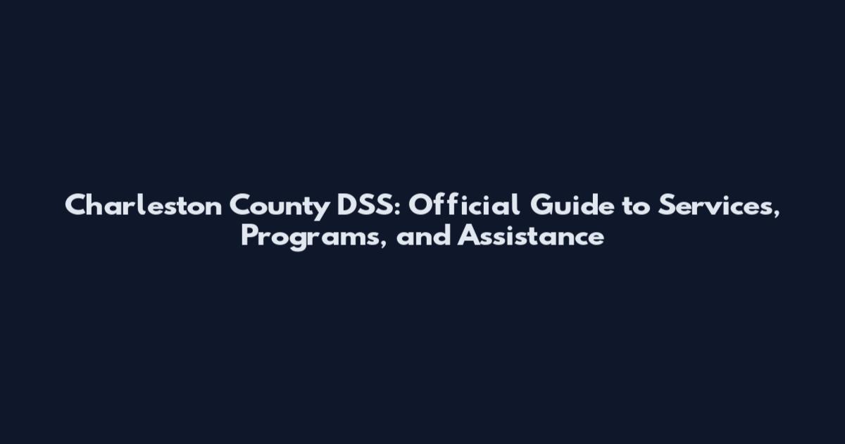 Charleston County DSS: Official Guide to Services, Programs, and Assistance