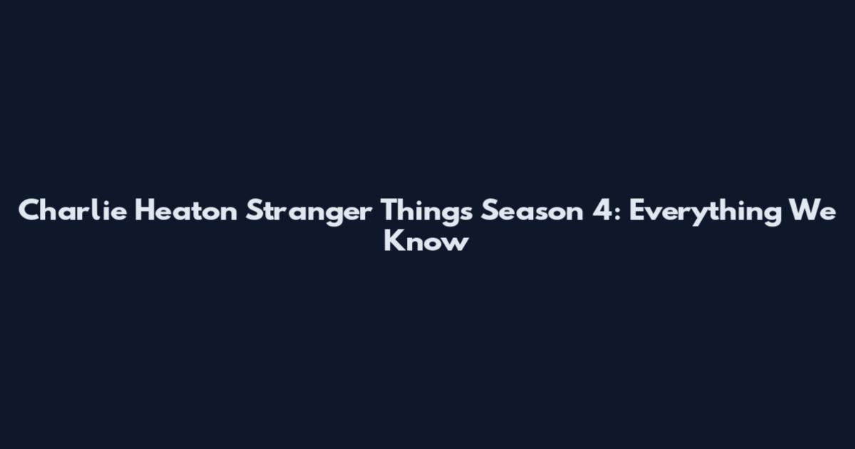 Charlie Heaton Stranger Things Season 4: Everything We Know