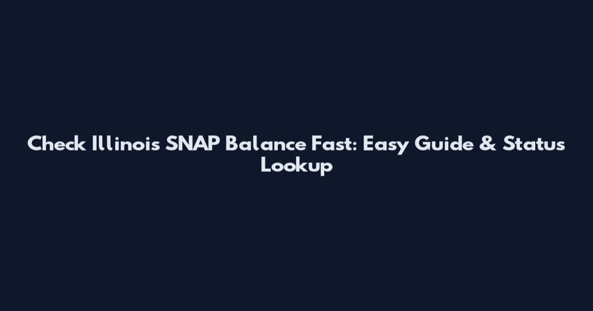 Check Illinois SNAP Balance Fast: Easy Guide & Status Lookup