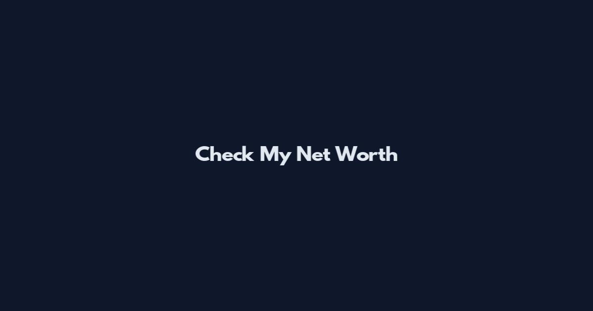 Check My Net Worth