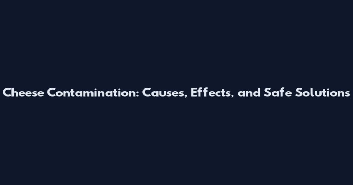 Cheese Contamination: Causes, Effects, and Safe Solutions