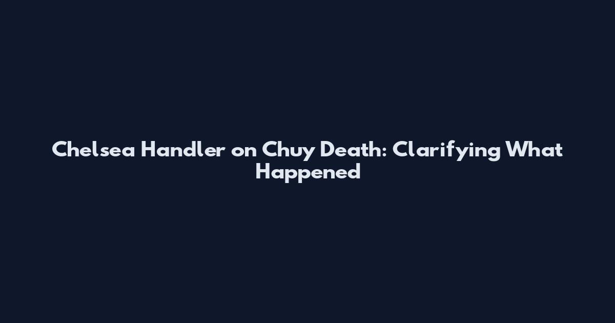 Chelsea Handler on Chuy Death: Clarifying What Happened